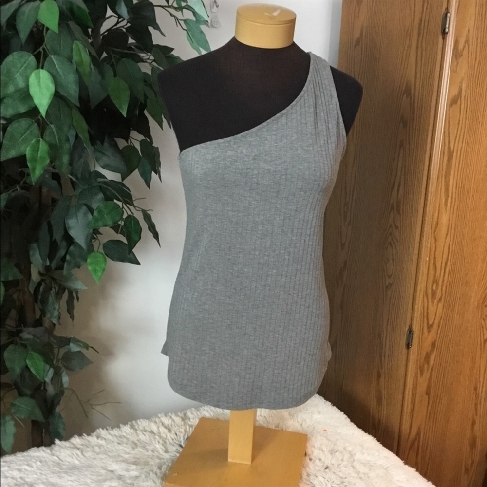 H&M one shoulder ribbed tank Womans medium gray